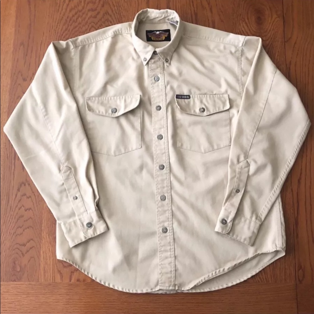 Men's Harley-Davidson Khaki Button Down (L)